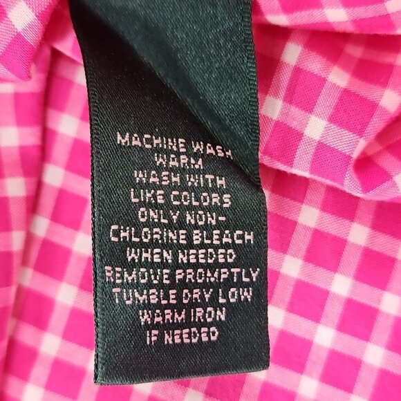 Lauren Ralph Lauren Green Label Shirt Women's Small Pink Check Long Sleeve EUC - Picture 5 of 16